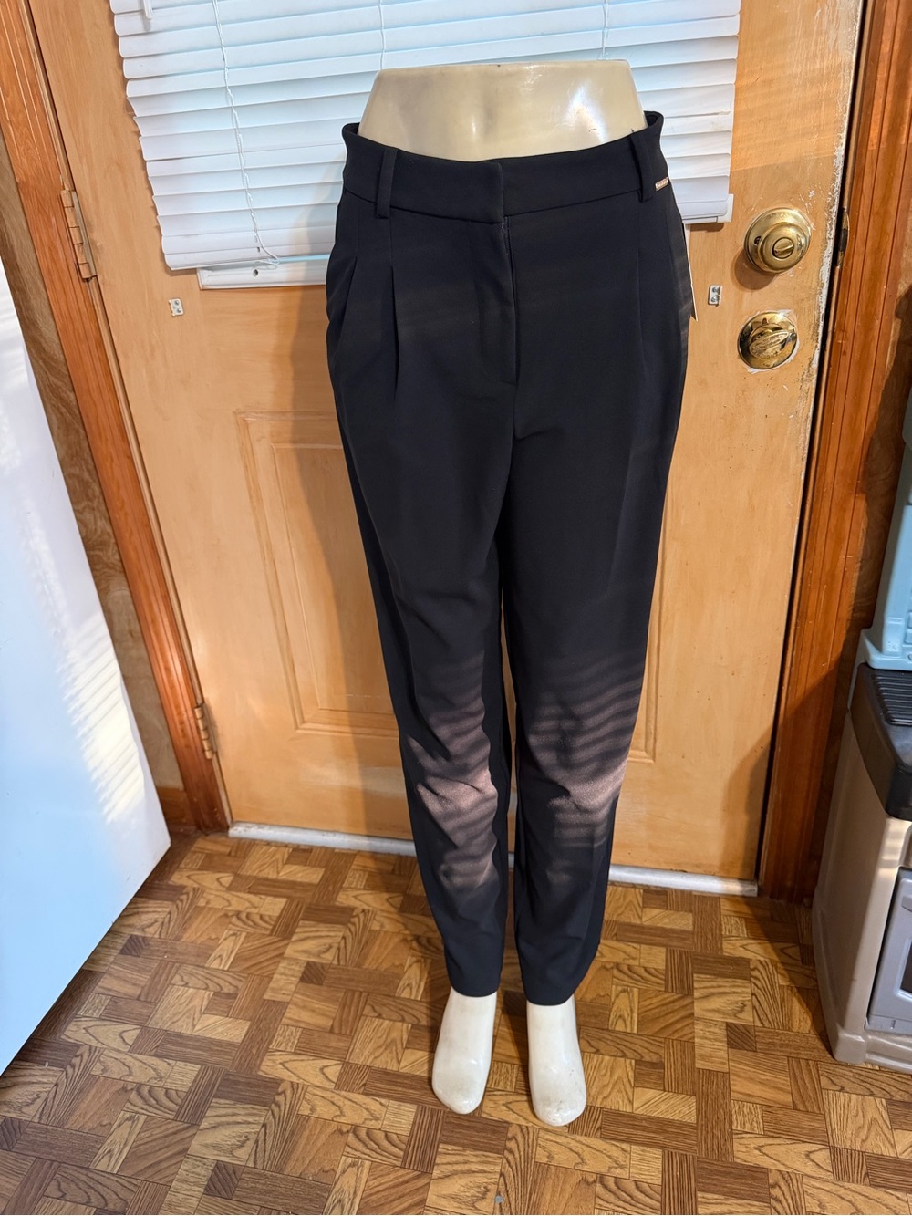 Adrienne Vittadini Black Pleated Tapered Dress Pants
